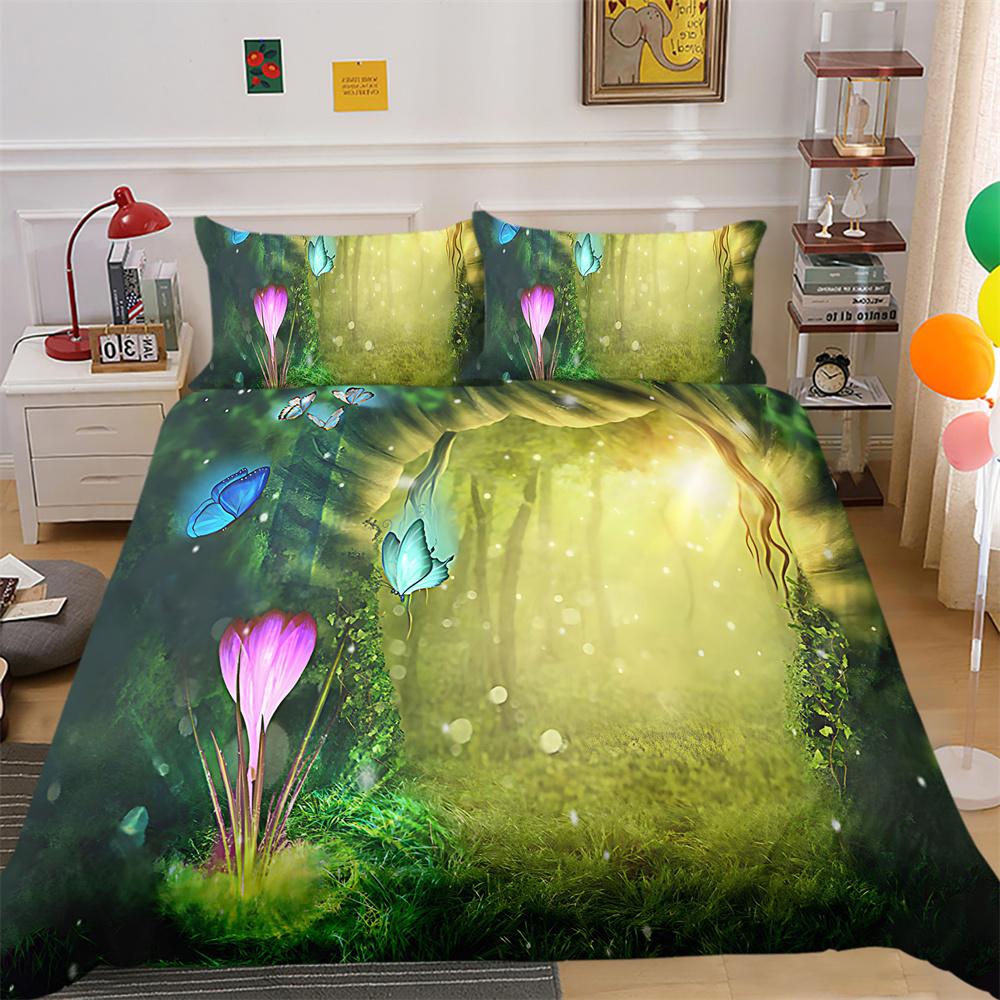 Bedrucktes Trösterbezug-Set „Scenery“, Doppelbettgröße, Mikrofaser-Heimbettwäsche, modische High-End-Heimtextilien für Teenager