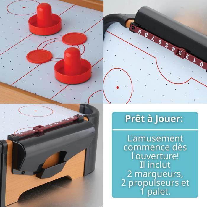 DEVESSPORT Mini Air Hockey de Table - Jeu Enfant Compact, Palets &amp; Poussoirs Inclus - Mini Jeu Enfant - 5 ans et plus