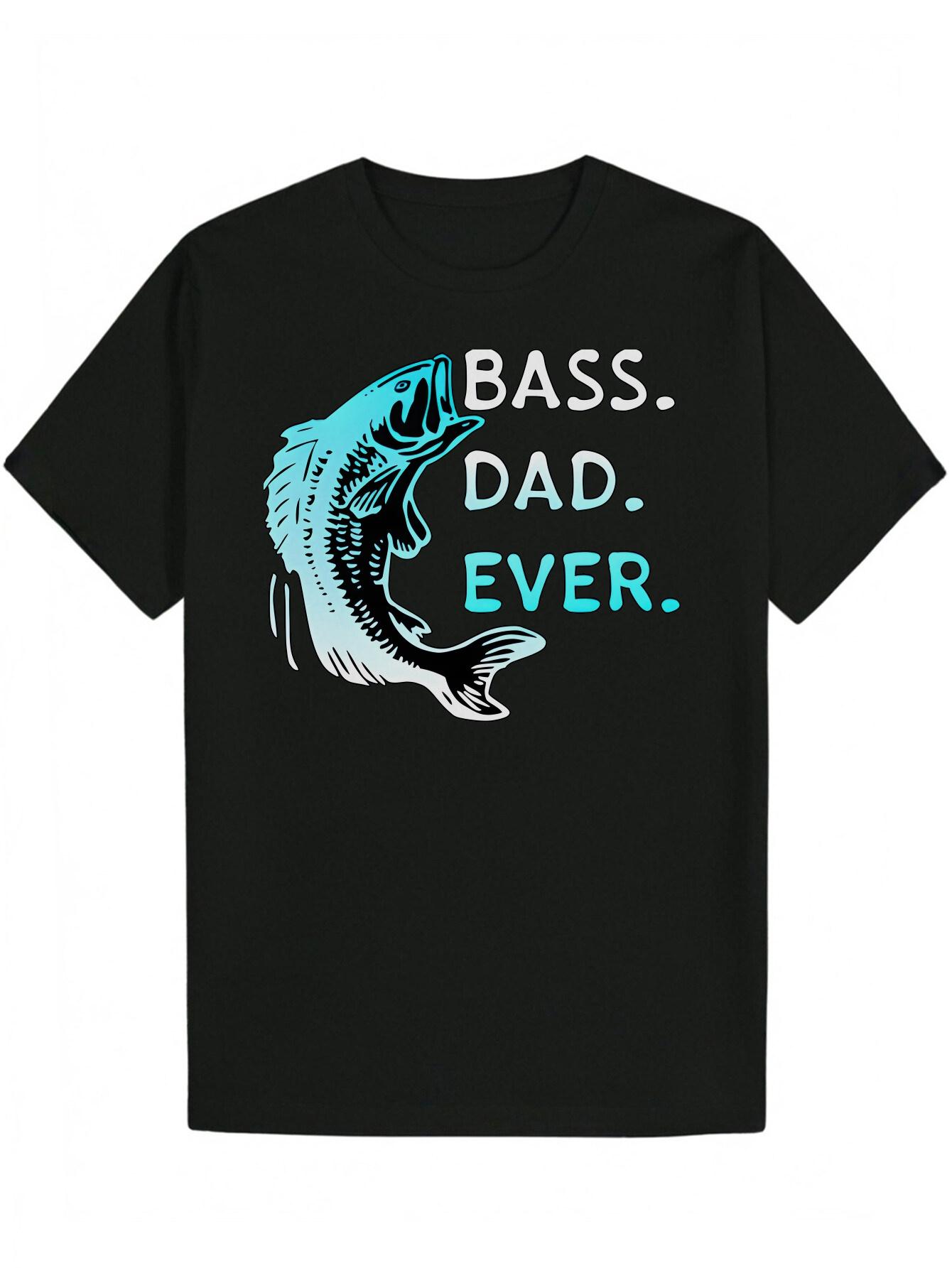 

Bass Dad Graphic T-shirt - 100% Polyester Round Neck Tee with Fish Design & Bass Dad Ever Slogan XXXL
