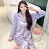Spring and Autumn New Haute Couture Fashion Ice Silk Pajamas Women's Long-sleeved Trousers Butterfly Jacquard Secret Loungewear Women