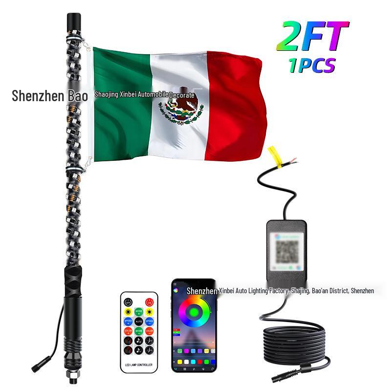 RGB Off-road Flagpole and Beach Atmosphere Light with Brake Function