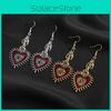 Gothic Heart Retro Earrings With Bloodshot Eye And Bat Motif For Punk Fashion Enthusiasts