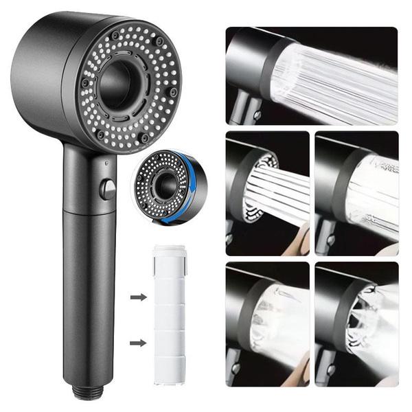 

1pc High Pressure Shower Head, Bathroom Powerful Showerhead, 5 Modes Adjustable Shower Nozzle - Multi-Setting Water Flow, Bathroom Accessories срібний