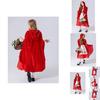 Enchanting Red Cape Costume For Girls With Polyester Fabric For Stage Performances