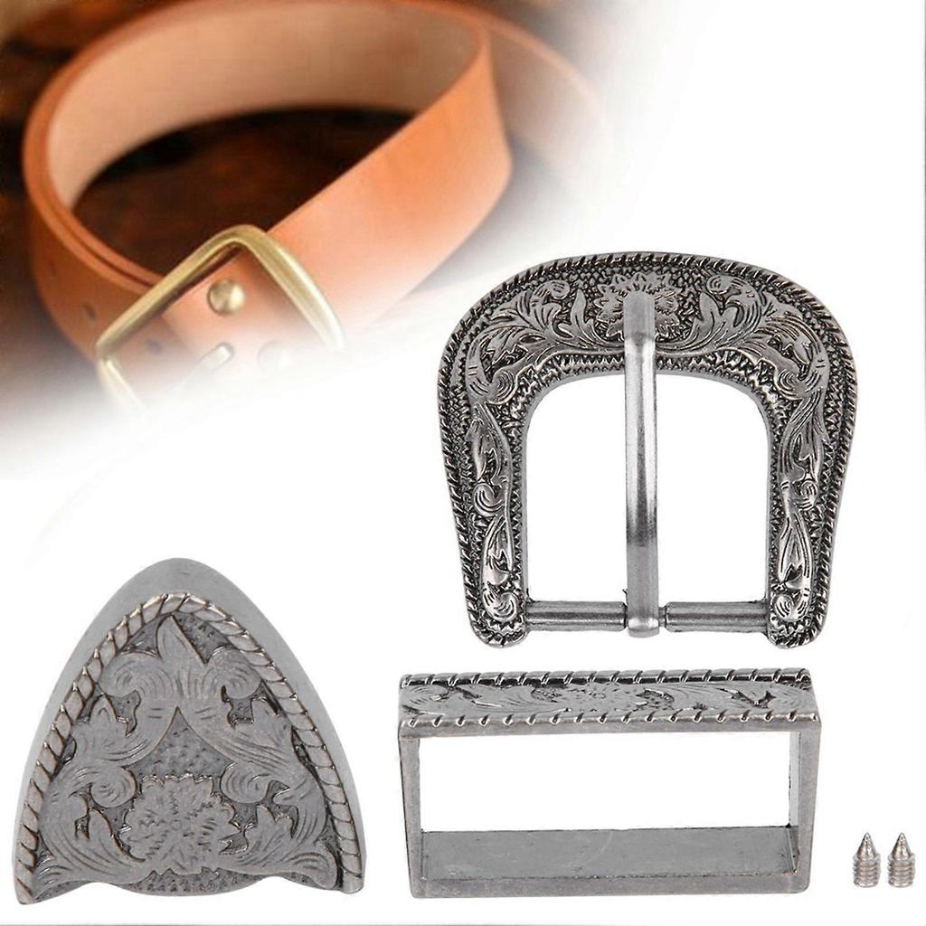 Vintage Style Handmade Carving Alloy Waist Belt Buckle Set for Collar Saddle Accessories25mm Inner Diamter