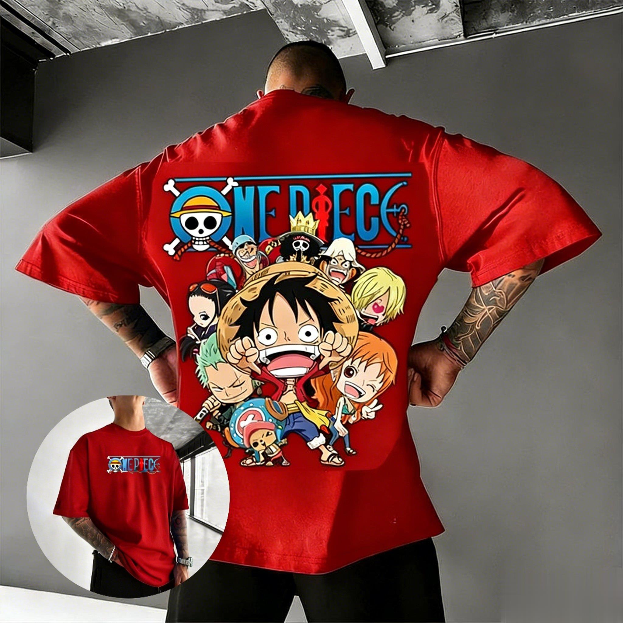

Футболка с графическим принтом Аниме One Piece Луффи Мужская Женская 2026 Лето Хлопок Короткий Рукав Повседневная Уличная Одежда Свободный Крой Круглый Вырез S