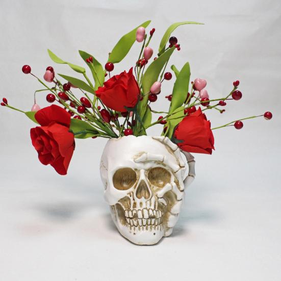 Skull Flower Pot Resin Human Skull Planter Weatherproof Gothic Plant Pot for Planting Succulents Indoor Outdoor Use