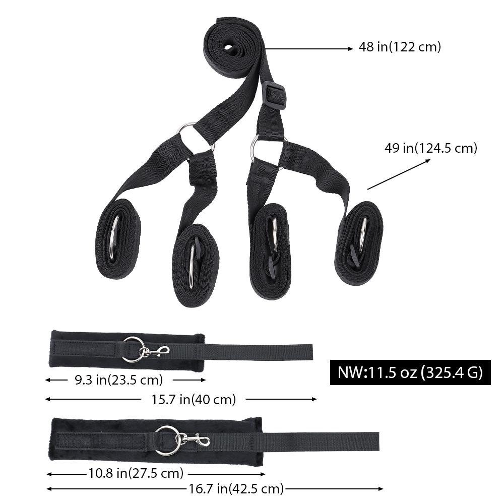 Bettfesseln BDSM-Set Verstellbare Riemen Hand- & Fußfesseln Sex Bondage Spiel für Frauen und