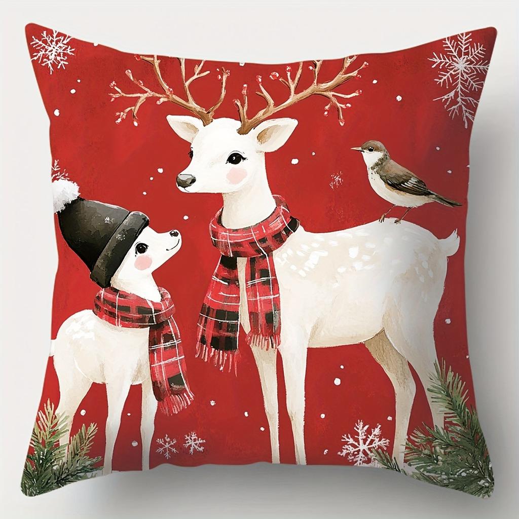 Christmas decoration pillowcase New Year gift Cute Snowman fawn print pillow cover sofa cushion suite home decoration