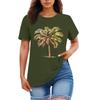 Ladies' Loose Comfortable Casual And Fashionable Hawaiian Plant Print Round Neck Short Sleeved Shirt