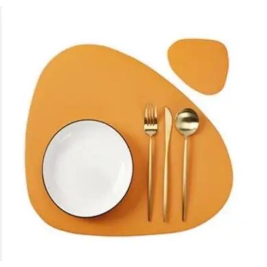 1/4/6 Sets Black Table Placemats and Coasters Oval Shaped Table Mats Pad Kitchen Accessories Place mat for Indoor  Outdoor