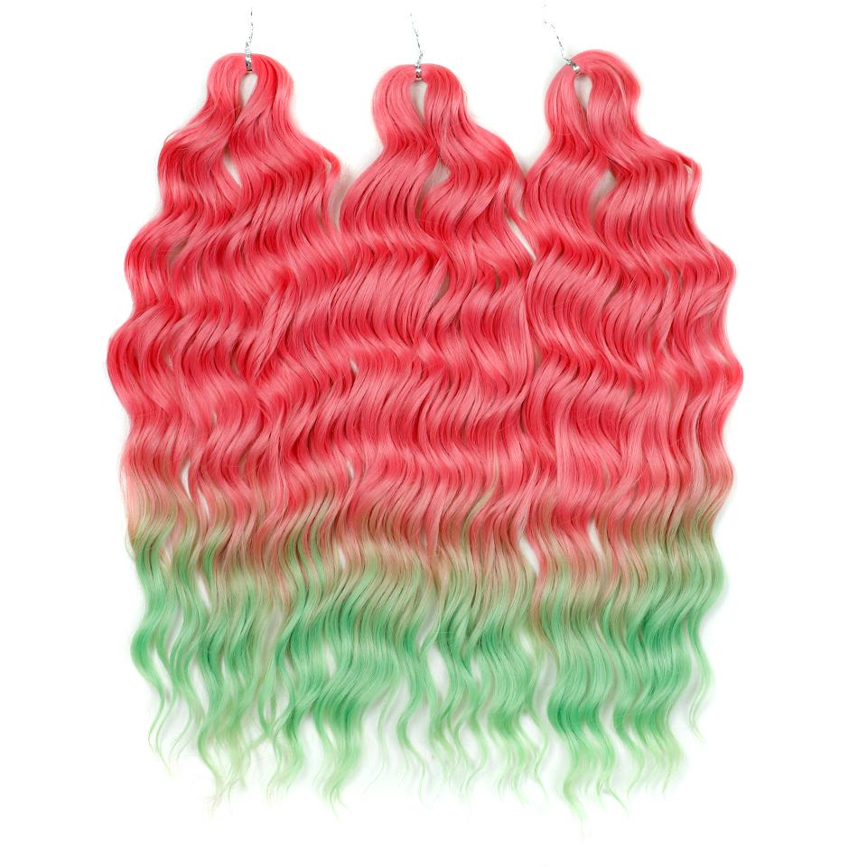 FREEDOM Synthetische Flecht-Haarverlängerungen Tief Gewellt 24 Zoll Lang Lockige Braids Haare Ombre Braun Regenbogen Twist Häkel-Haar