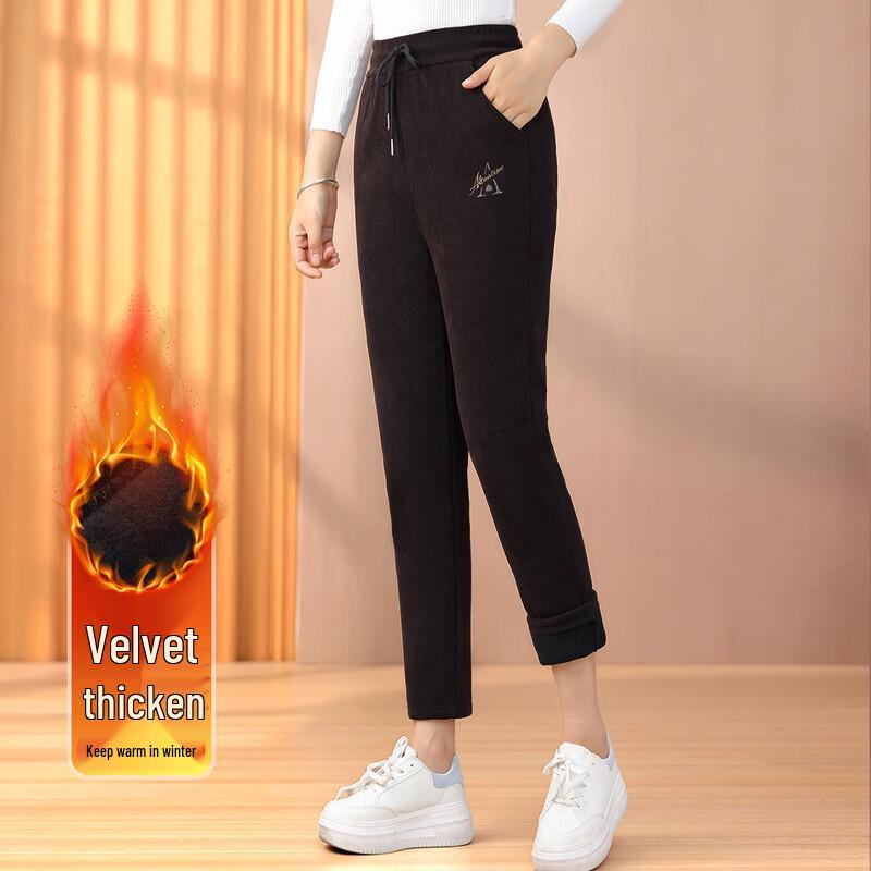 

Pastel Women s Mid-Aged Elastic Waist Thermal Casual Pants XL