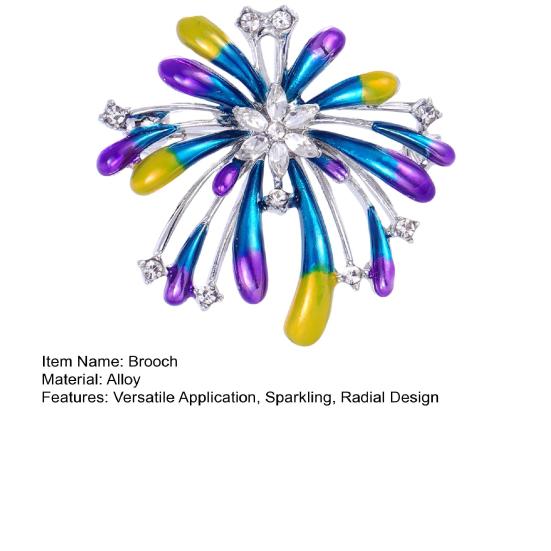 Sparkling Rhinestone Brooch Radial Design Flower Lapel Pin Elegant Brooch Pin Outfit Accessory for Women Dresses Coats Shirts