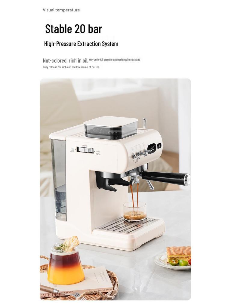 Home Espresso Machine: Semi-Automatic Italian High-Pressure Cold & Hot Dual Extraction with Integrated Grinder