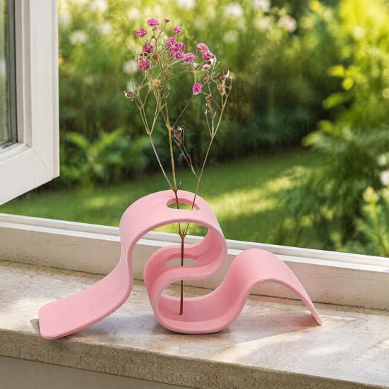 Creative Plant Display 3D Printed Dried Flower Stand, Curved Ribbon Vase, Decorative Holder, Bedroom Container Artificial Rack for Living Room