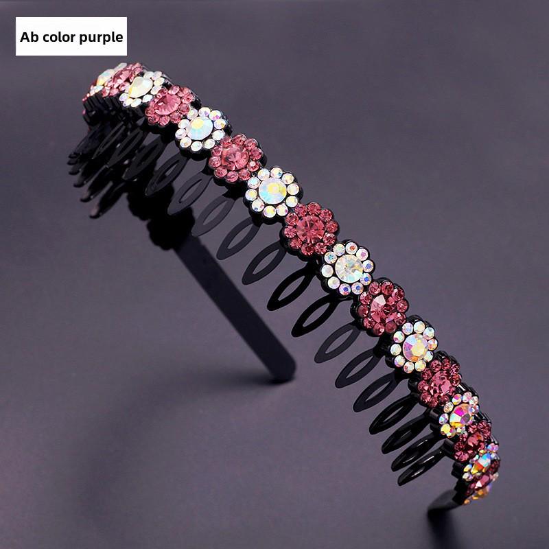 Women's Rhinestone Teeth Headband, Non-Slip Hairpin & Clip for Face Washing