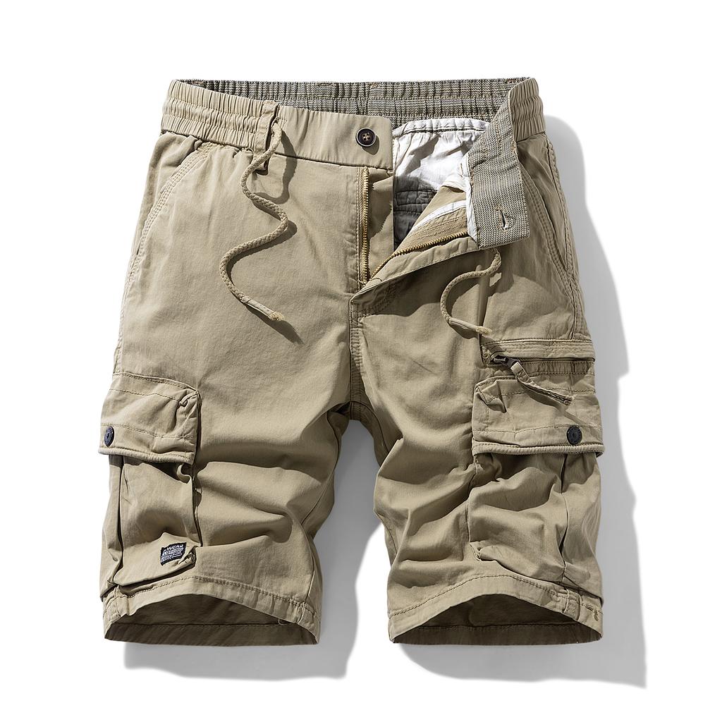 Summer Men's Casual Pants Simple Multi-Pocket Cotton Loose Fit Comfortable Breathable Knee Length Pants