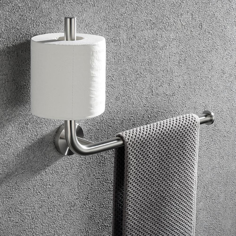 

Держатель для полотенец с держателем для туалетной бумаги из нержавеющей стали, двойной настенный держатель для туалетной бумаги, Multif серебряный