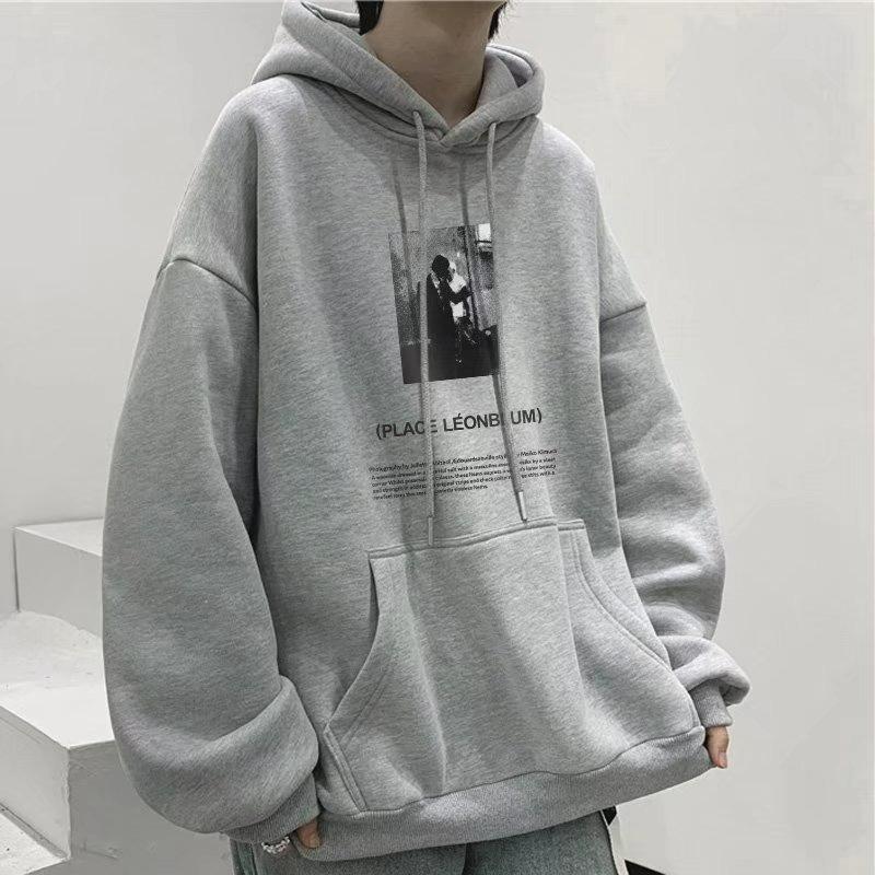 

Sweater Boys Autumn and Winter Hooded Plus Velvet Thick Jacket National Tide Brand 5XL сірий