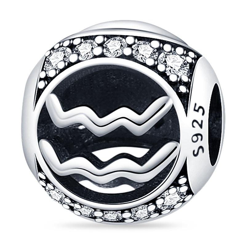 

925 Silver Twelve Constellations Leo Aries Virgo Round Charms Beads Fit Qikaola Bracelets DIY Birthday Jewelry Gifts
