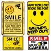 1pc, Tin Sign, Smile You On Camera Sign, Video Surveillance Sign Outdoor Aluminum Warning Sign Security Camera
