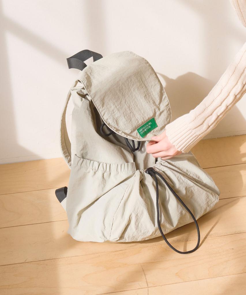 Benetton Shirred Laptop Backpack - [Light Khaki]