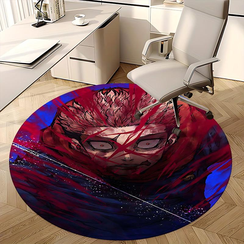 1pc Anime Character Round Carpet - Office Chair Mat, Non-Slip Rug for Home Decor, Seasonal Gift, Suitable for Office, Living Room, Bedroom, Game Room.