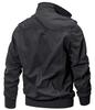 TACVASEN Herren Motorradjacke, Kälteschutz, Amerikanischer Stil, Hoher Kragen, Kurze Jacke, Schlicht, Oversized, Elegant, Grau, Größe L
