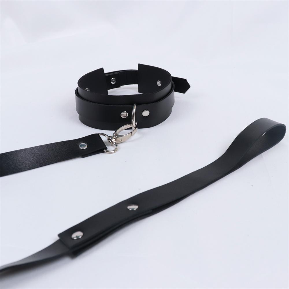 Exotic Accessories of Bdsm Slave Bondage Leather Collar with Leash Belt Choker Necklace Animal Pet Accessories Adjustable Black
