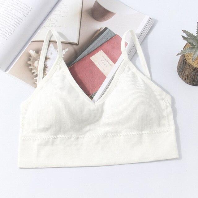 

Элегантный хлопковый бюстгальтер, сексуальное женское белье, удобное нижнее белье без косточек, женские летние бюстгальтеры, бесшовный укороченный топ без косточек, однотонные бюстгальтеры One Size белый