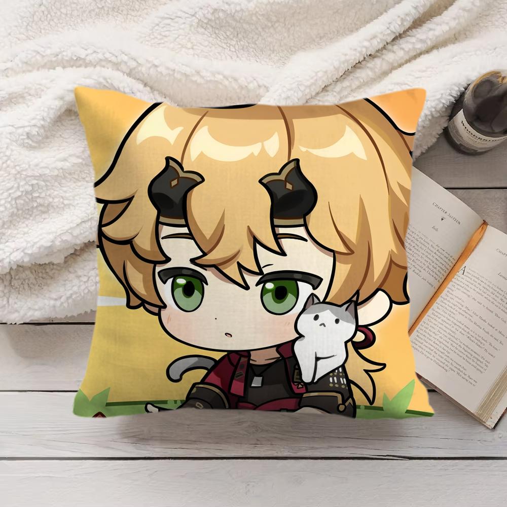 Thoma Cute Genshin Impact Cushion Cover Silky Short Plush Invisible Zipper Dustproof Sofa Pillow Case For Home Decor