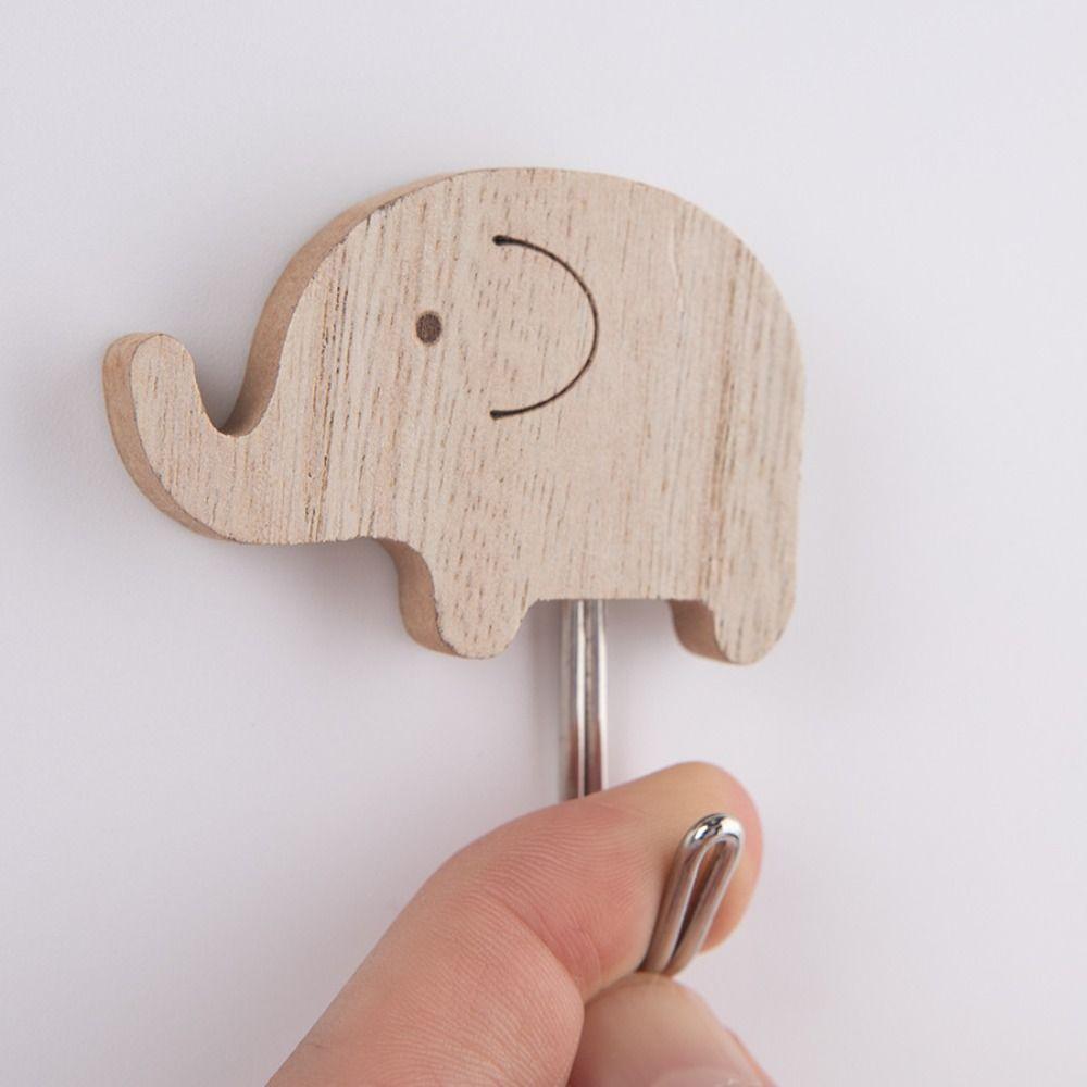 Hickory Wood Animal Hook Cute Design Wall-Mounted Hook Decoration Key Hanging Hook  Wardrobe