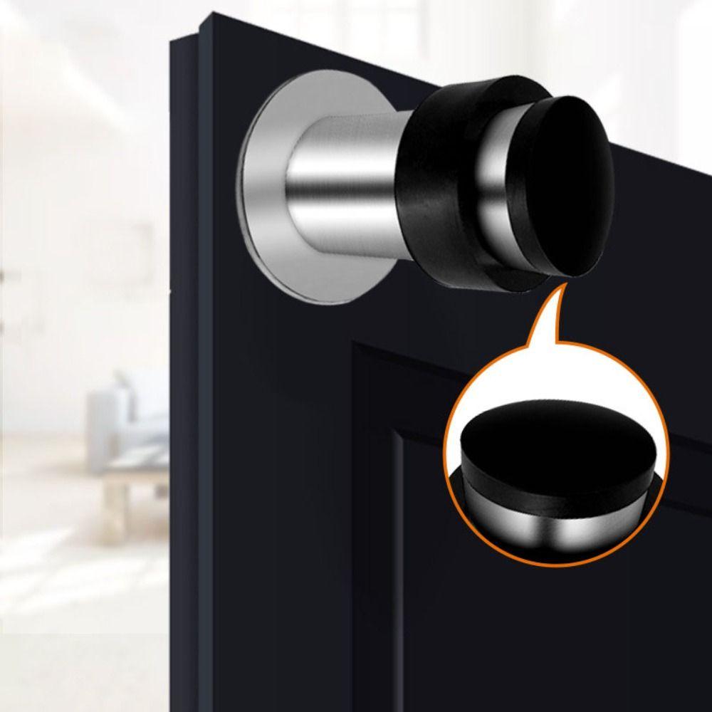 Rubber Door Protective Pad Stainless Steel Anti-collision Door Holder  Floor Door Stop