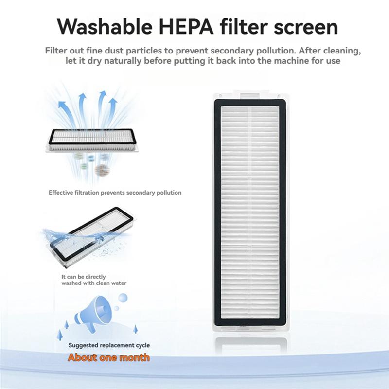 A65T-Replacement Parts Kit For Xiaomi For Mijia M40S OV31CN Vacuum Cleaner-Main Brush, Side Brush, HEPA Filter, Dust Bag, Mop Cl