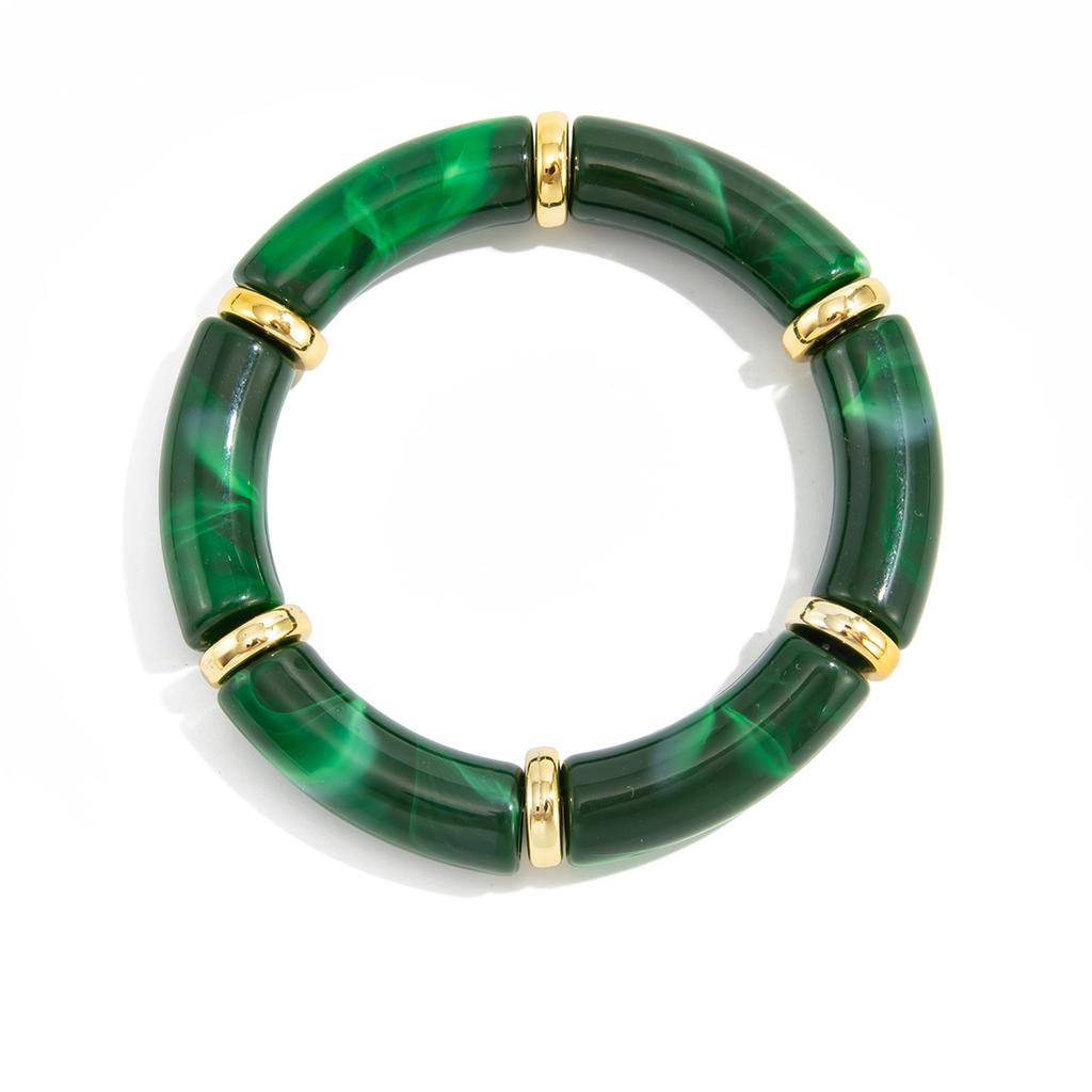 Modischer Stil Verschmierter Harz-Ellenbogen-Elastikarmband, Design-Sinn Leopardenmuster Bambusarmband Armband