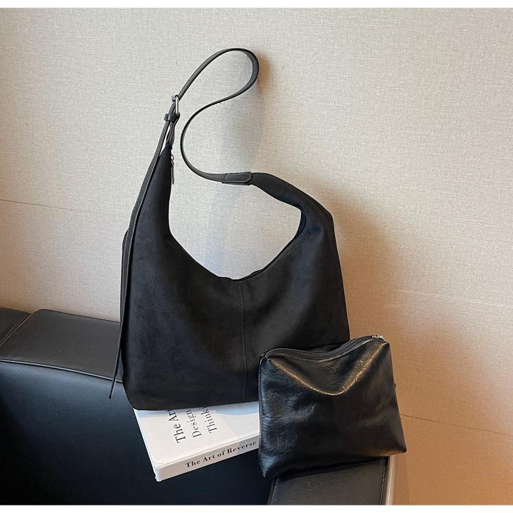 Simple Retro Bag Women's Large Capacity 2025 New Shoulder Bag College Student Class Bag Commuter Tote Bag