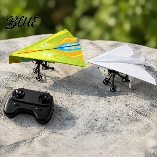 DIY Electric RC Plane Remote Control Paper Airplane Kit with 16/32 Colorful Paper Beginner Friendly Aircraft Gyro Stabilizer Glider Assembly