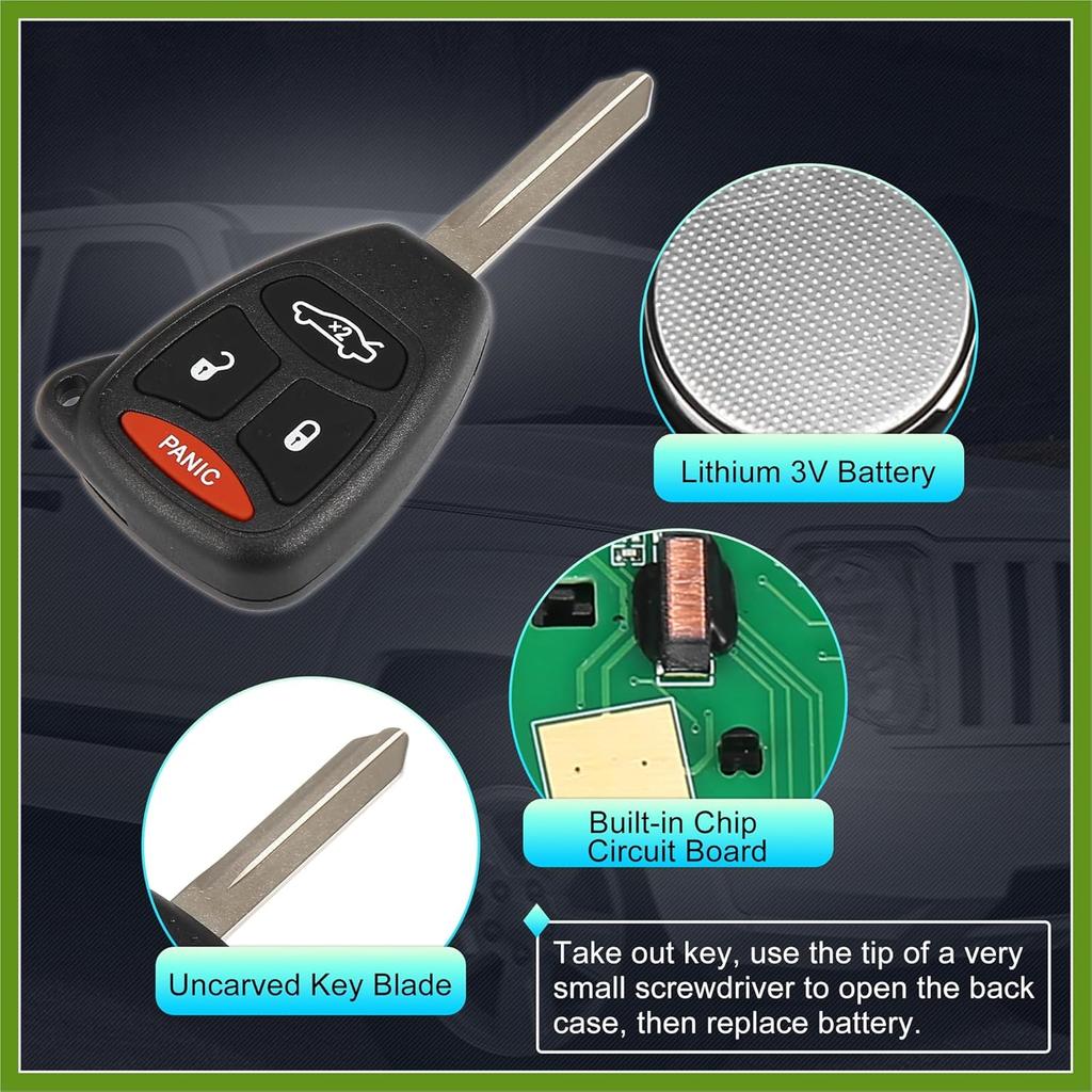 Ersatz-Schlüsselloser Einstiegs-Autoschlüsselanhänger KOBDT04A 315MHz für Chrysler 300 für Dodge Avenger Charger für Jeep 4 Tasten mit Türschlüssel Fahrzeug
