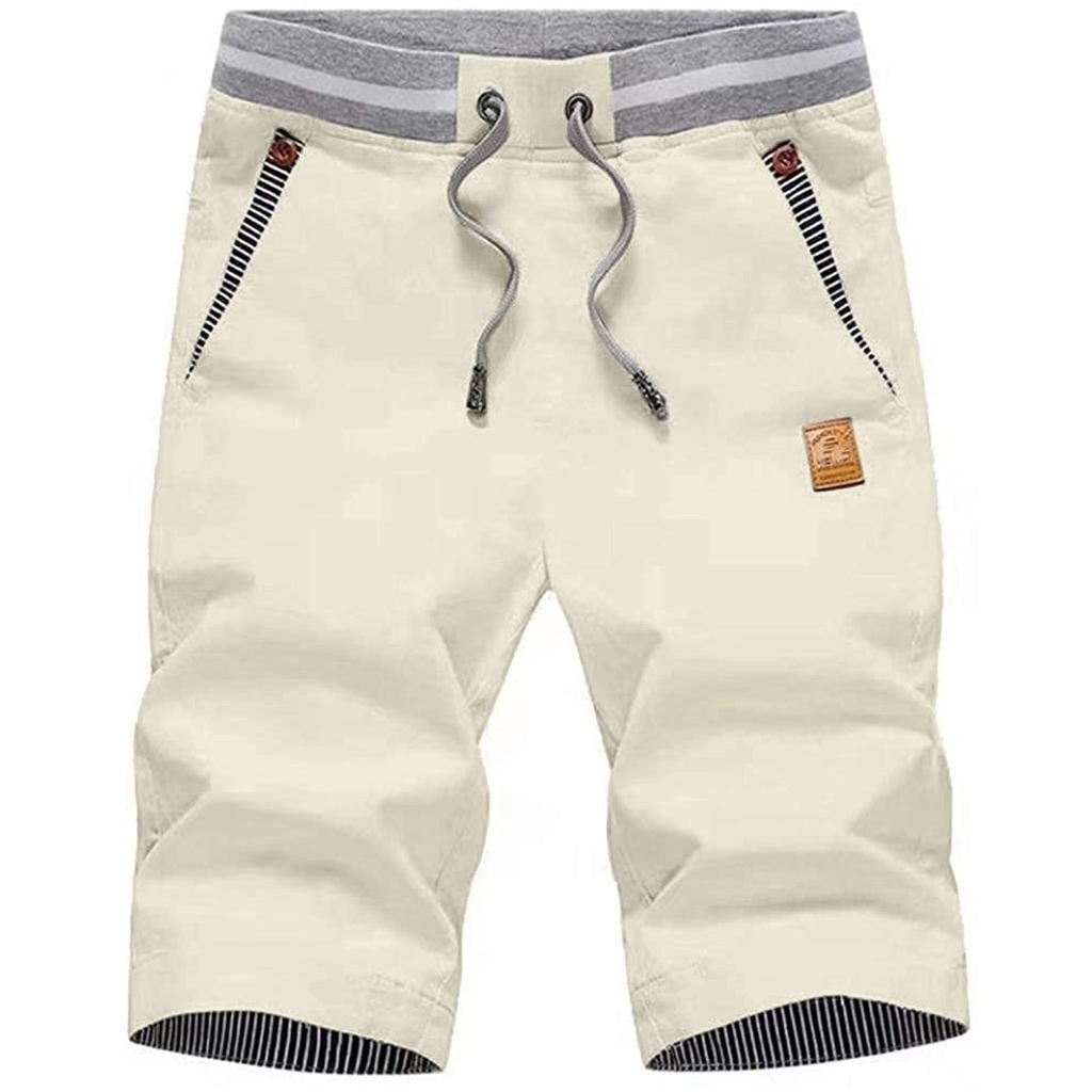 Pantaloni Corti Casual Versatili da Uomo alla Moda con Tasche e Cuciture Lente