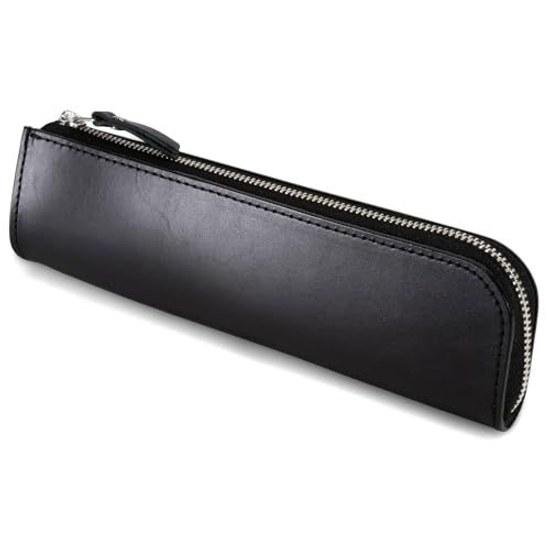 Nume leather pen case made Japan Himeji simple adult zipper (black)