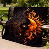 1pc Sun Moon Symbol Throw Blanket Polyester Fiber, Lightweight Flannel, Soft & Warm, All Season Use for Outdoor, Camping Digital Print