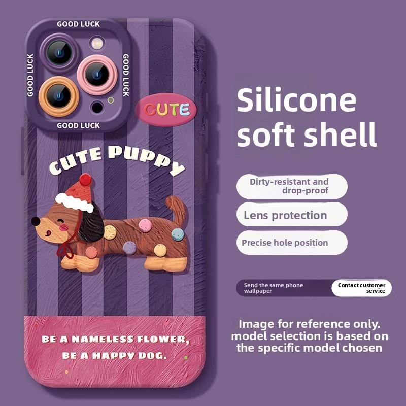 Růžový Jezevčík Pes Jablko 16promax Pouzdro na Telefon 17 Nové Silikonové 17pro Pokročilé Vzduchové Ochranné Pouzdro Proti Pádu