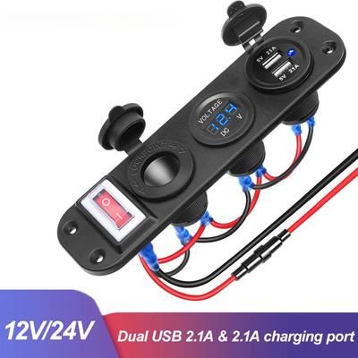 12V/24V duální USB nabíječka napájecí zásuvka adaptér rozbočovač auto nákladní automobil loď vodotěsná elektronická nabíječka
