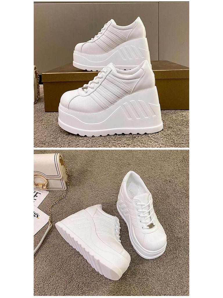 Autumn Women's Plus Size Sneakers: Thick Sole, Korean Style, Height-Boosting Casual Shoes