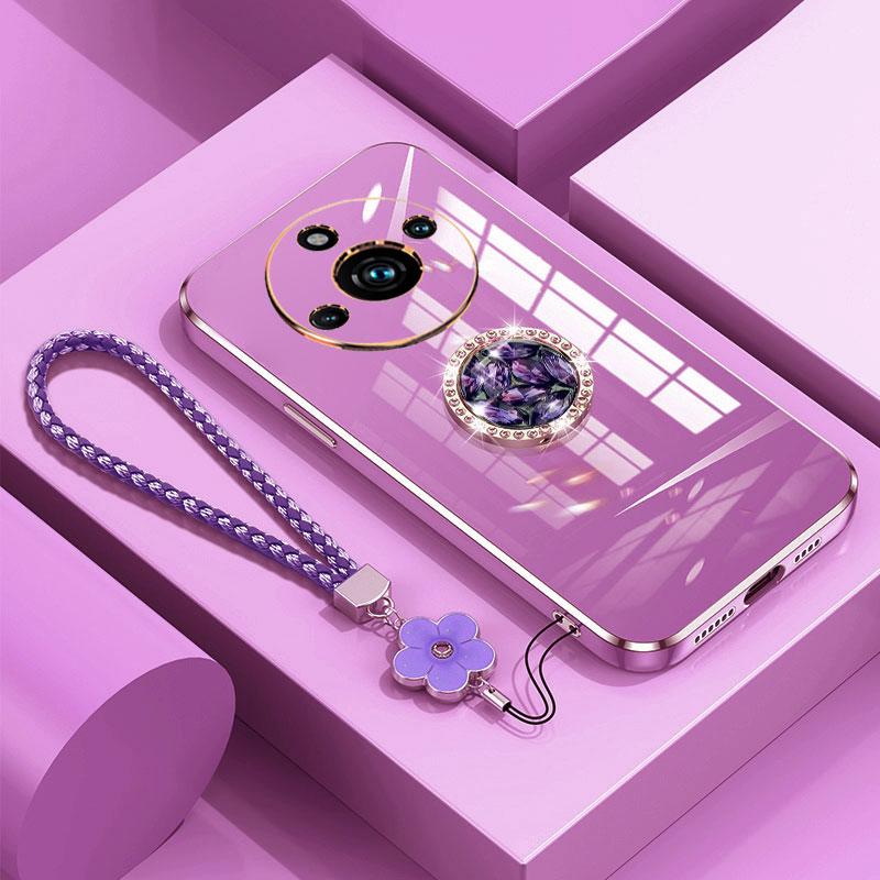 

Чехол Realme 11 Pro 5G, роскошное кольцо с бриллиантами для OPPO, чехол для телефона Realme 11 Pro+ 5G 2023 с покрытием из шнурка, чехол Realme11 4G Realme11pro&Case & Holder лавандовый