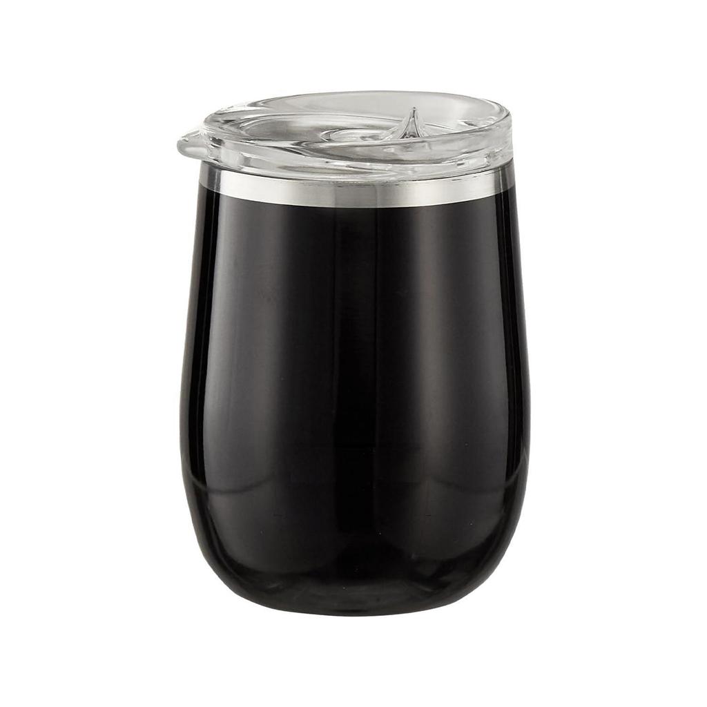 Stainless Steel Tumbler | Coffee Mug | Double Wall, Sweat-Proof Sipper with Lid for Hot & Cold Drinks | BIS-Approved | 300ml (Glossy Black Finish)