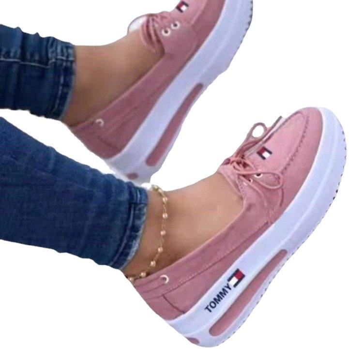 Foreign Trade Large Size Women's Shoes Spring 2025 Solid Color Front Lace-up Loafers One-pedal Women's Shoes 2025 Spot