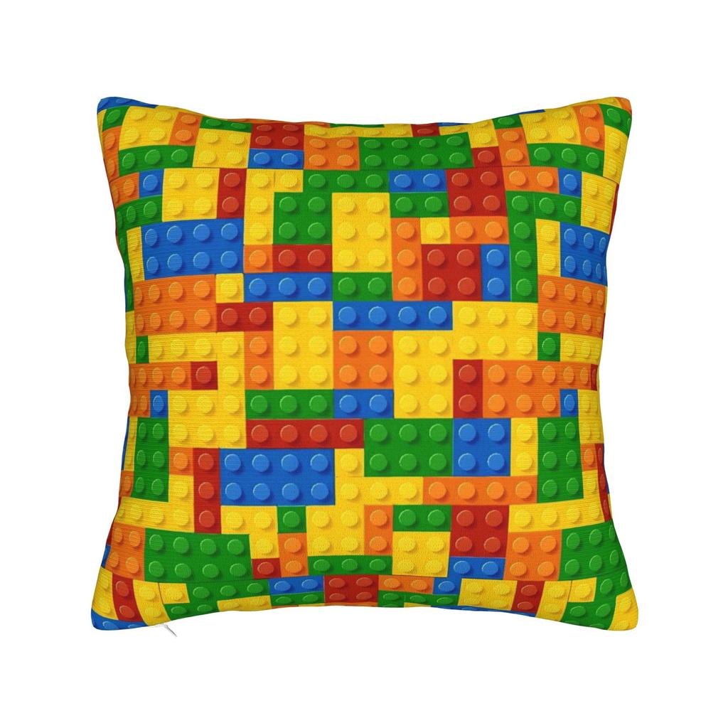 Classic Red Green Blue Yellow Building Blocks Bricks Pillow Case Comfy Pillow Cover Funny Pillowcases For Living Room Sofa