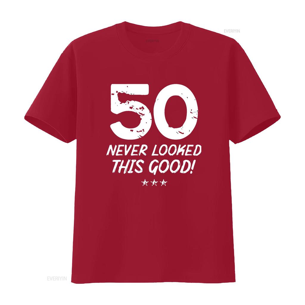 Womens 50 Year Old Never Looked So Good Birthday 50th T Shirt Black Medium vintage Washed Unisex Stylish Stretched graphic